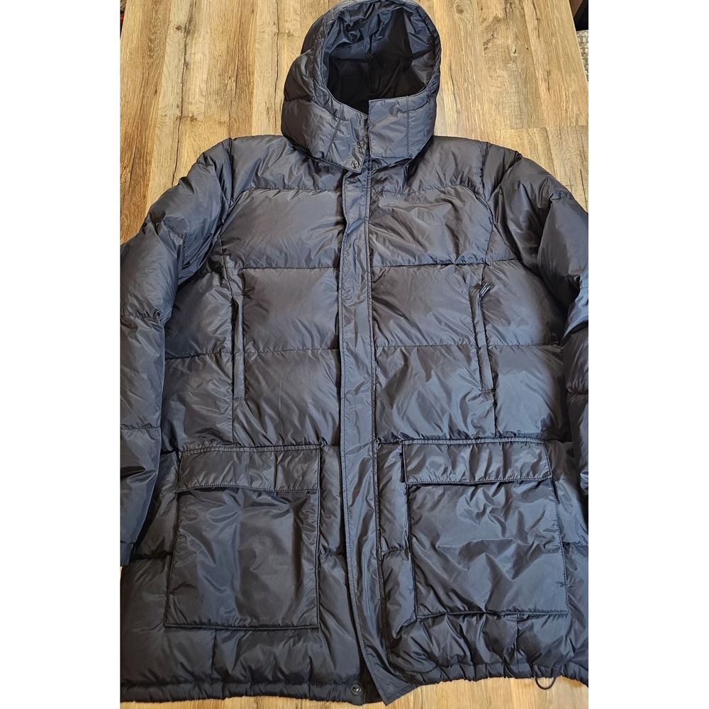 Lands' End Black Goose Down Parka Jacket Men's 2XL Tall Puffer Pockets